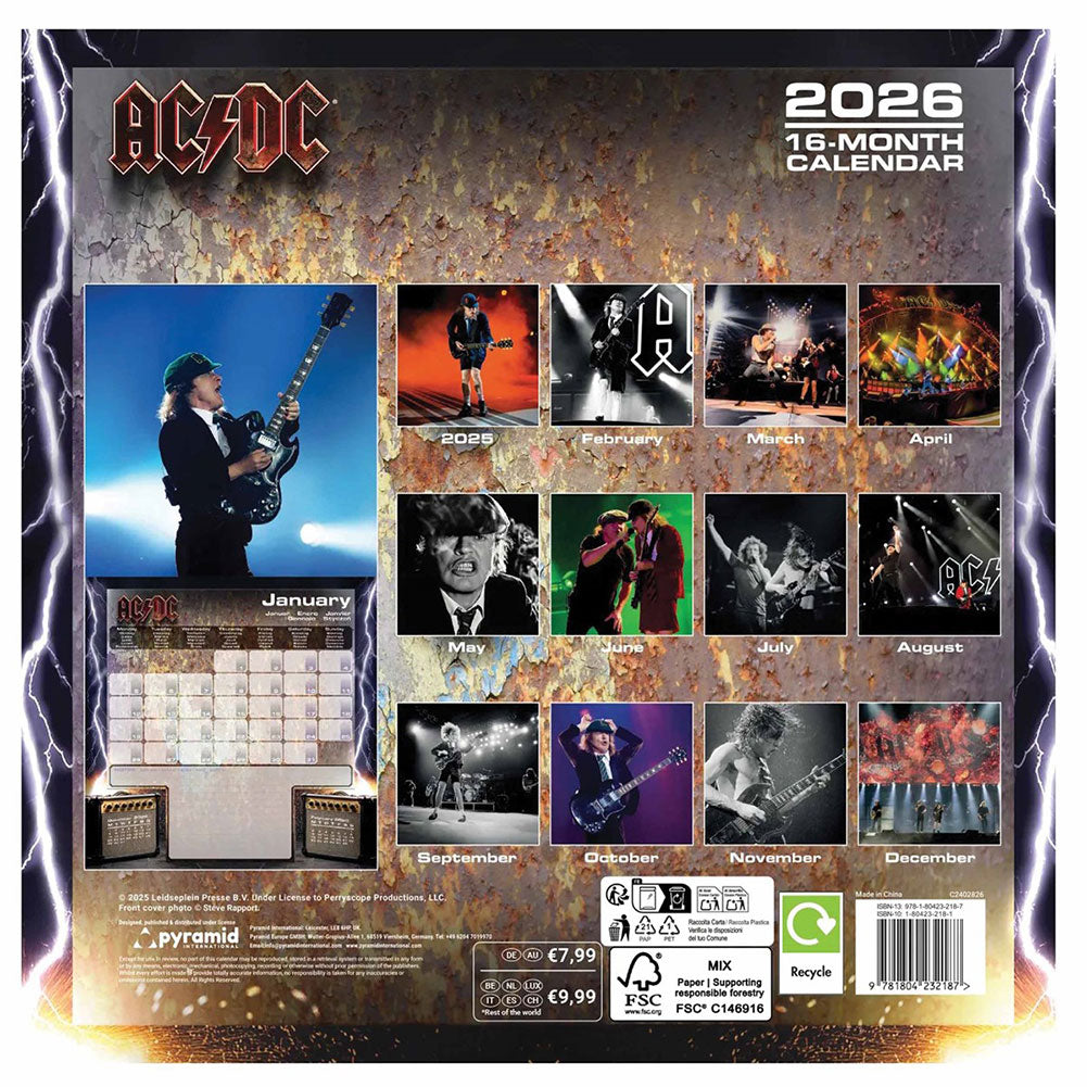 AC/DC Square Calendar 2026: 3 - Calendars By AC/DC
