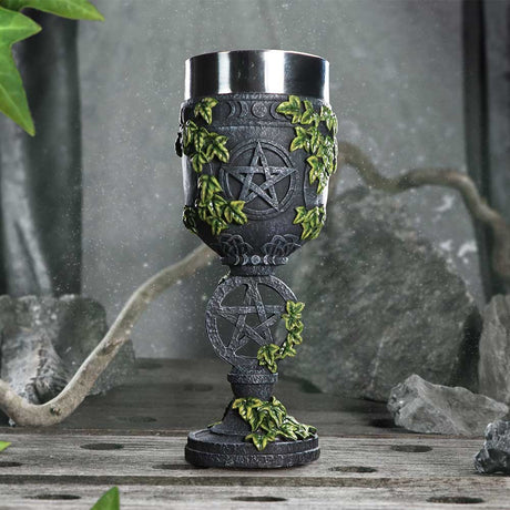 Aged Wiccan Pentagram Goblet 19.5cm: 1 - Goblets & Chalices By NN Designs