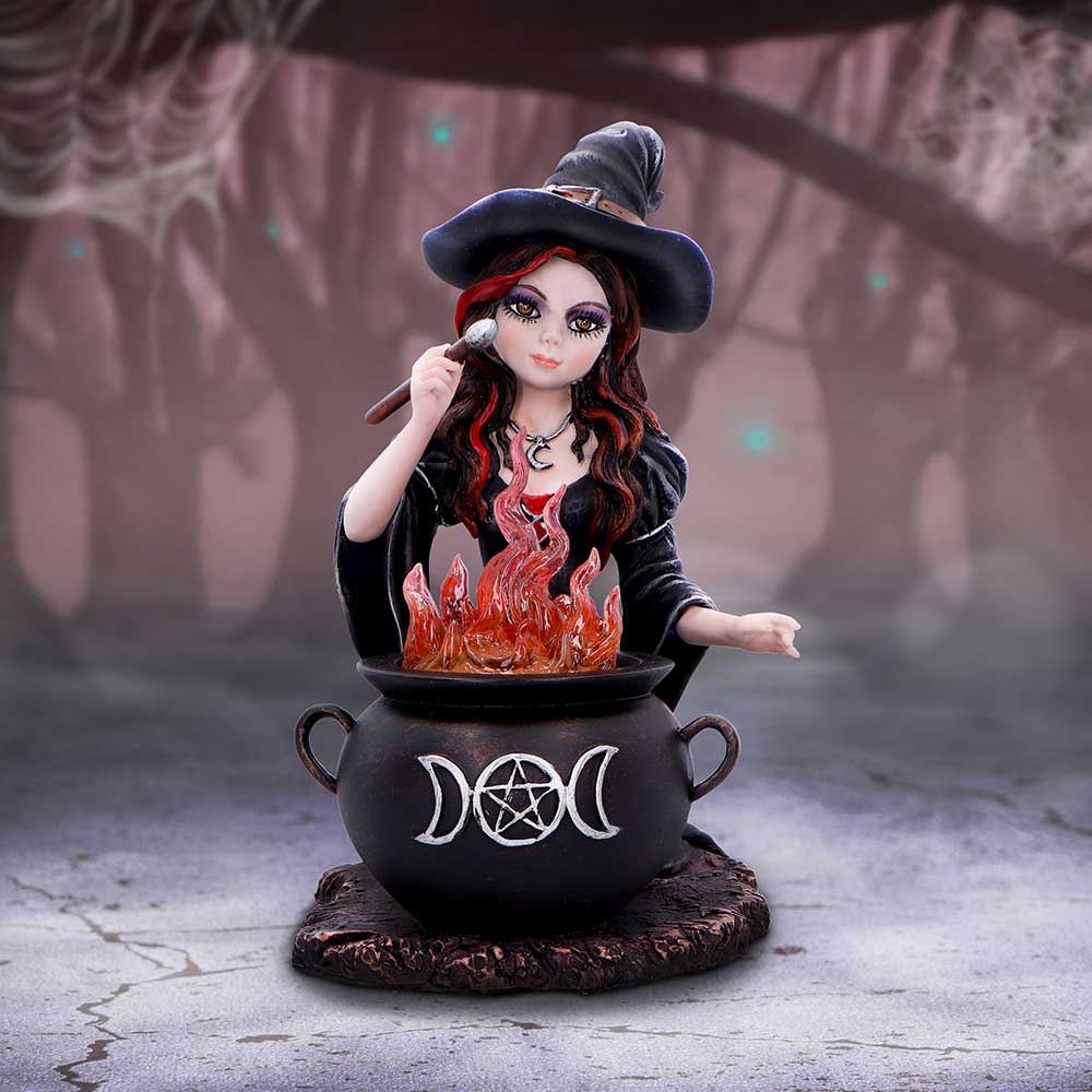 Althea Witch figurine with Flame Cauldron - Shop Figurines Medium (15-29cm) At Gift Moments - 1