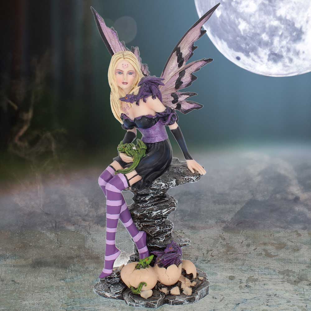 Amethyst and Hatchlings 25.5cm Purple Fairy and Baby Dragon Figurine - Shop Figures & Collectables At Gift Moments - 1