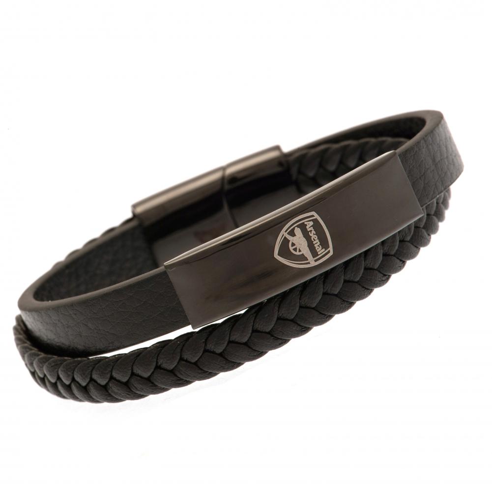 Arsenal FC Black IP Leather Bracelet: 1 - Jewellery By Arsenal