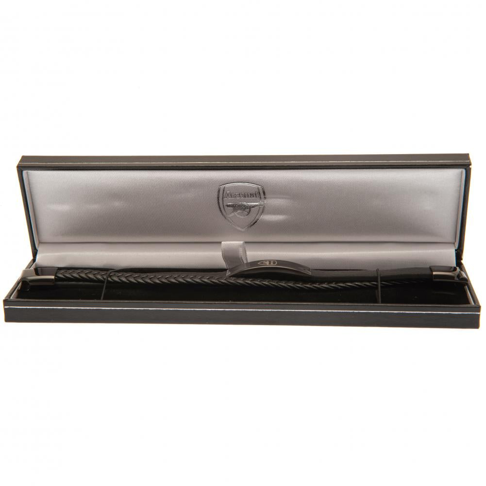 Arsenal FC Black IP Leather Bracelet: 2 - Jewellery By Arsenal