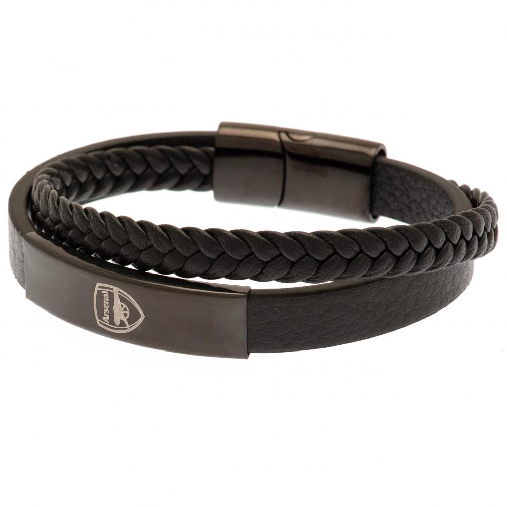 Arsenal FC Black IP Leather Bracelet: 3 - Jewellery By Arsenal
