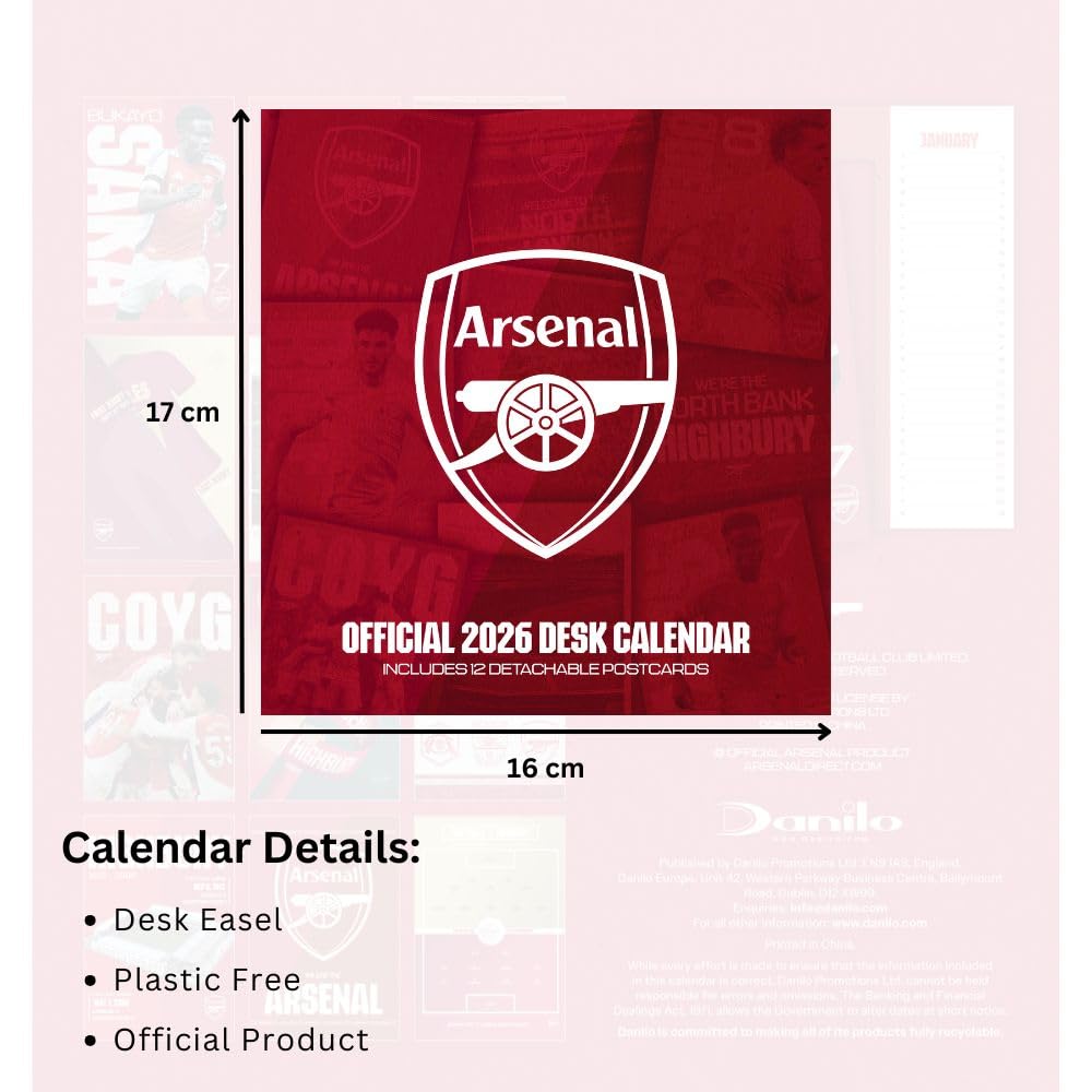 Arsenal FC Desktop Calendar 2026: 5 - Calendars By Arsenal
