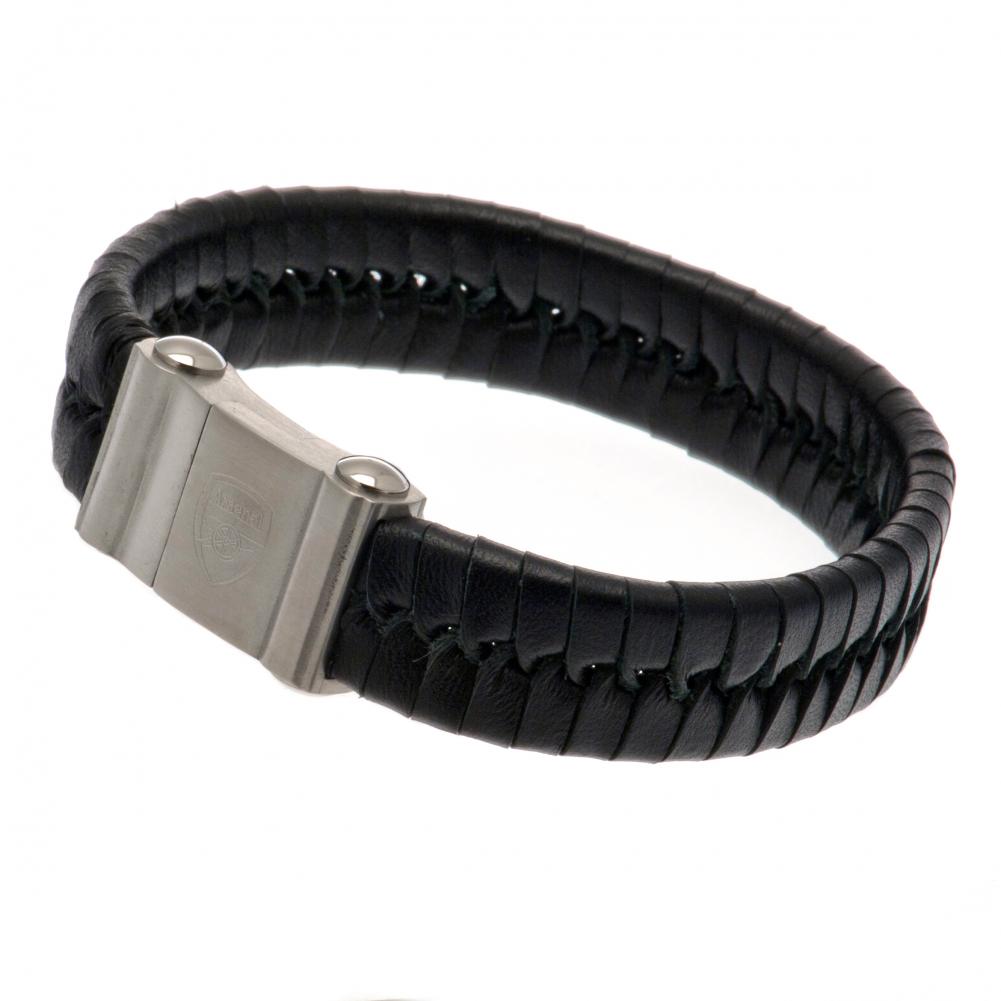 Arsenal FC Single Plait Leather Bracelet: 2 - Jewellery By Arsenal