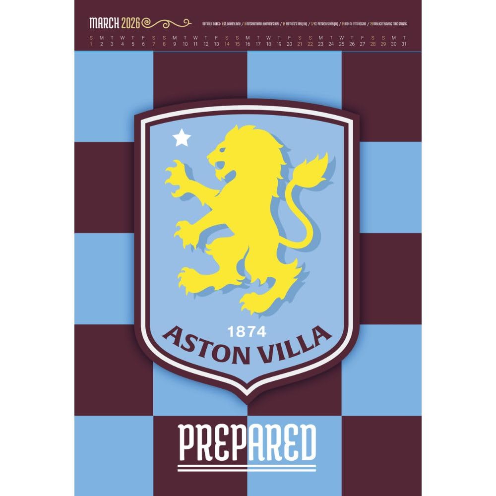 Aston Villa FC Deluxe Calendar 2026: 2 - Calendars By Aston Villa