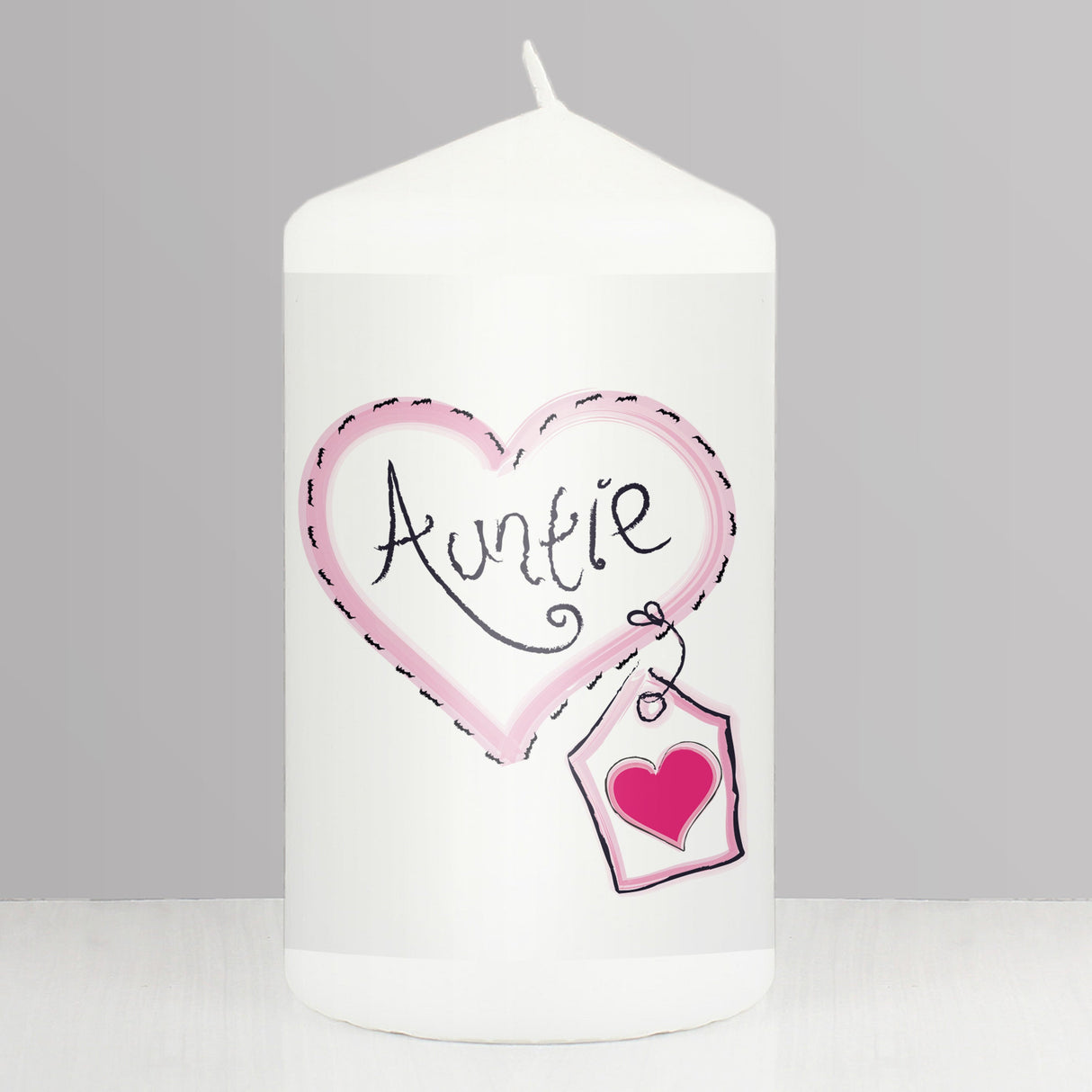 Auntie Heart Stitch Pillar Candle: 1 - Candles By Gift Moments