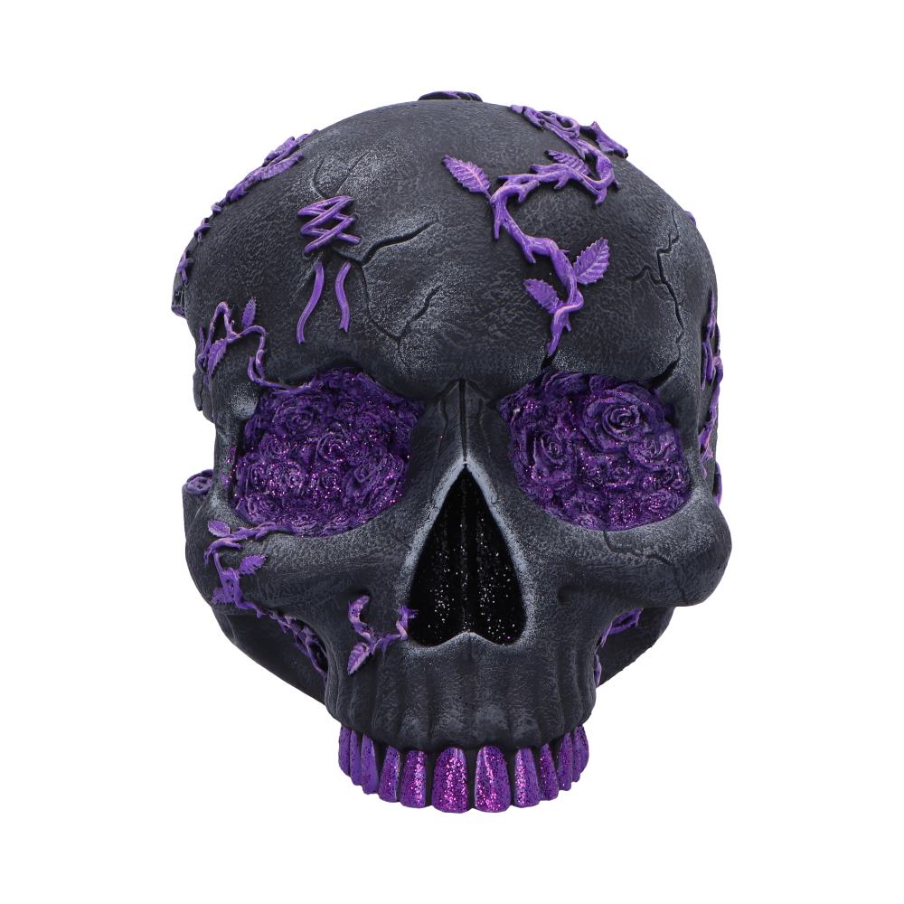 Rose Geode Skull Black and Purple Gothic Skull Figurine