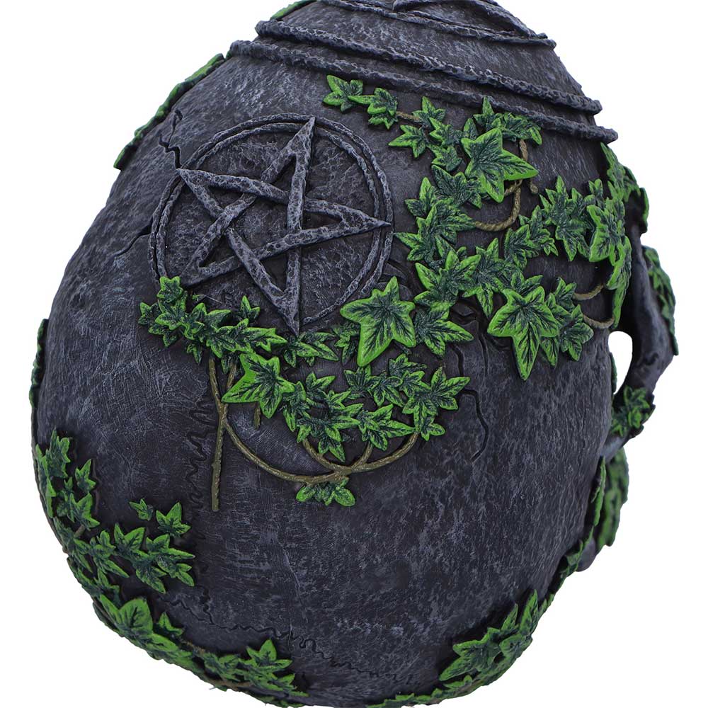 Aged Pentagram Skull Figurine