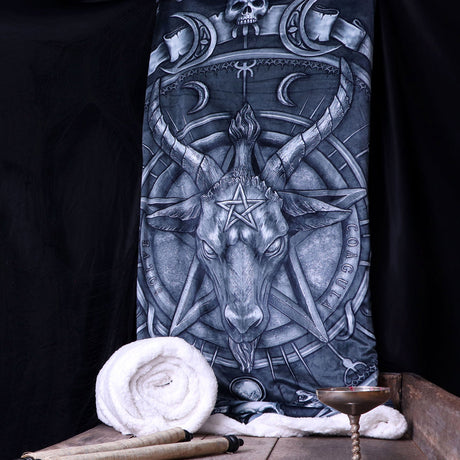 Baphomet Triple Horn Sabbatic Goat Throw Blanket: 1 - Throws By NN Designs