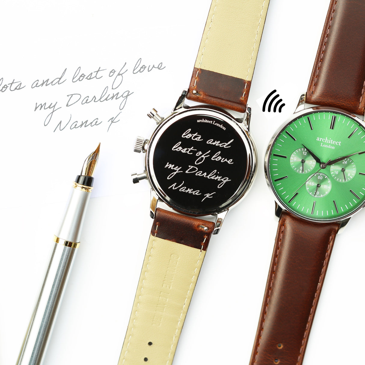 Bespoke Men’s Architect Green Motivator Walnut Contactless Payment Watch: 1 - Watches By Architect Watches