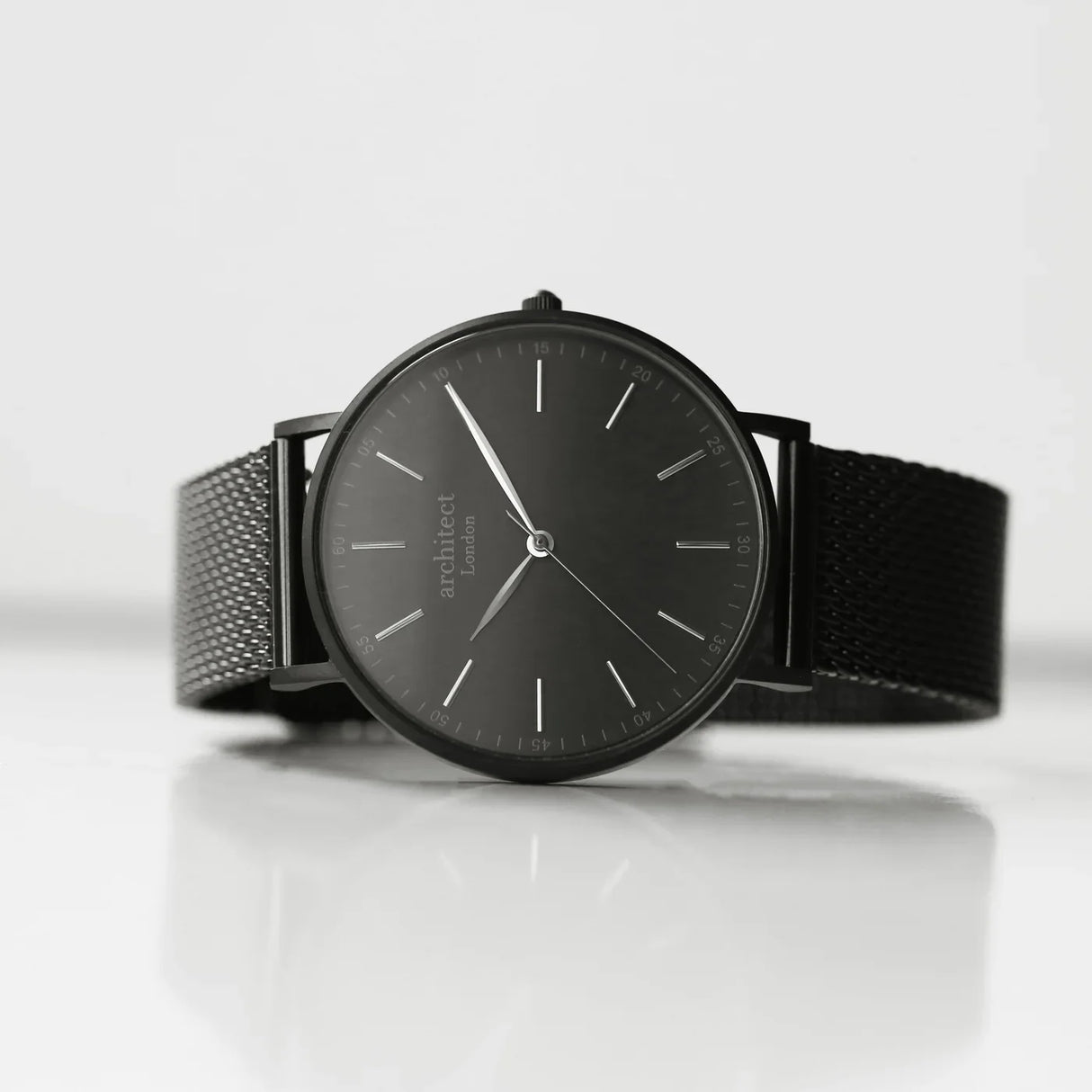 Bespoke Men’s Architect Minimalist Watch Pitch Black Mesh: 2 - Watches By Architect Watches