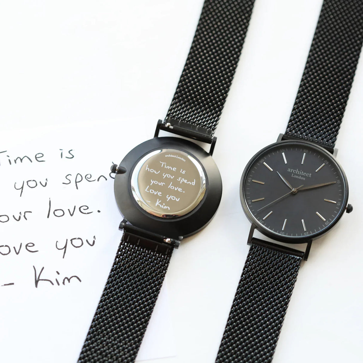 Bespoke Men’s Architect Minimalist Watch Pitch Black Mesh: 1 - Watches By Architect Watches