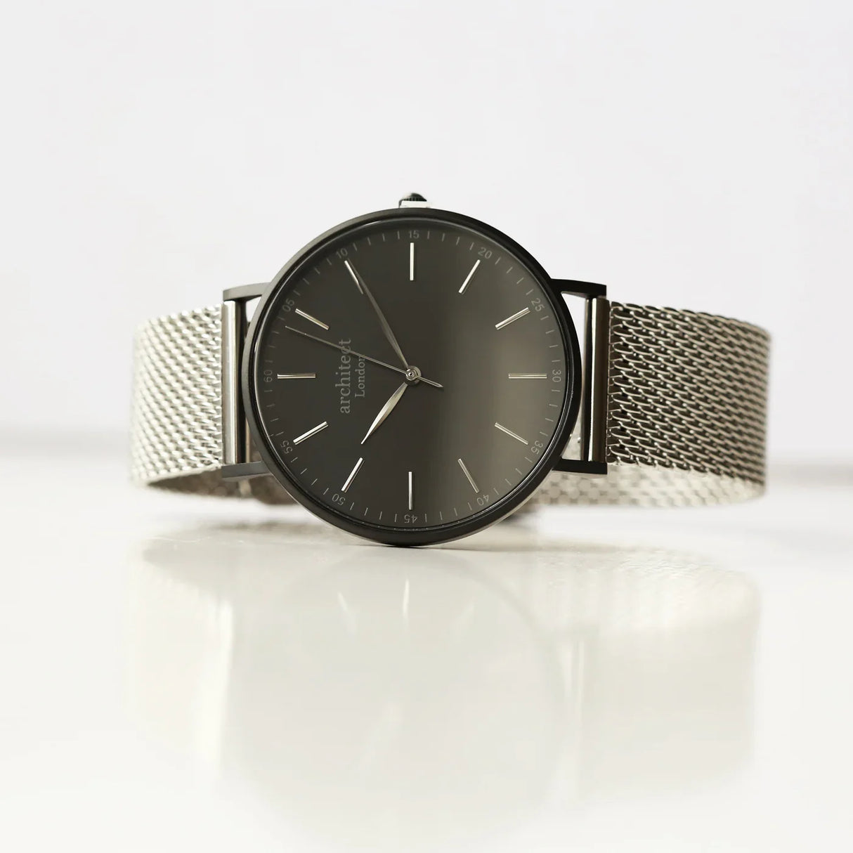 Bespoke Men’s Architect Minimalist Watch Silver Mesh: 4 - Watches By Architect Watches