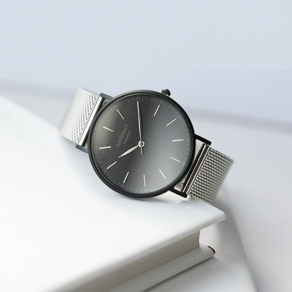Bespoke Men’s Architect Minimalist Watch Silver Mesh: 2 - Watches By Architect Watches