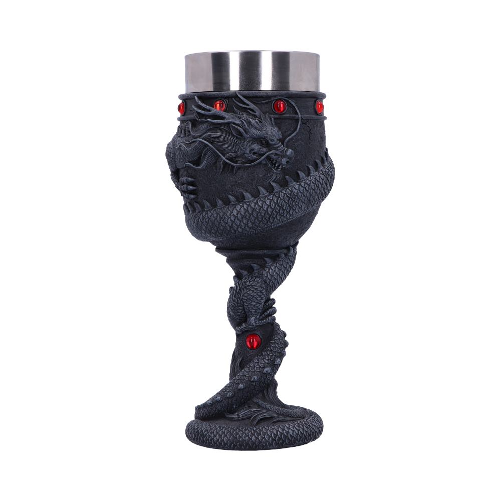 Black Chinese Dragon Coil Goblet Wine Glass: 2 Goblets & Chalices By NN Designs