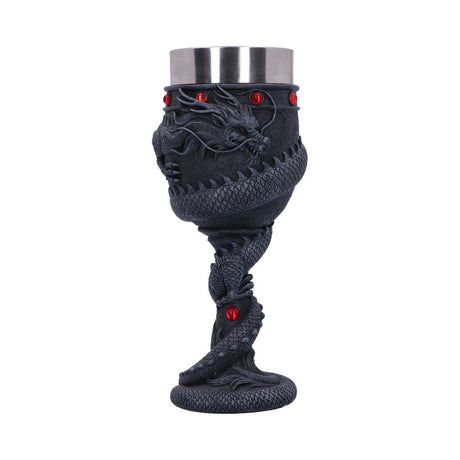 Black Chinese Dragon Coil Goblet Wine Glass: 2 Goblets & Chalices By NN Designs