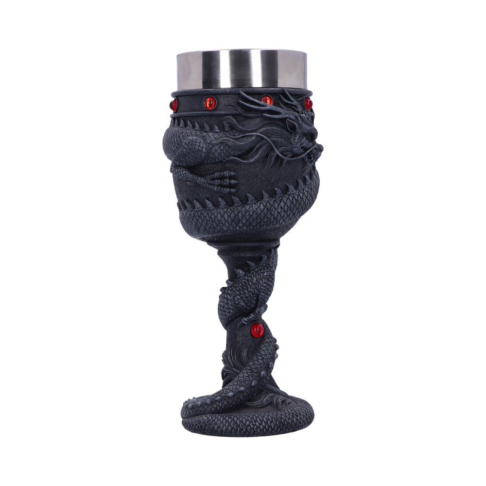 Black Chinese Dragon Coil Goblet Wine Glass: 4 Goblets & Chalices By NN Designs
