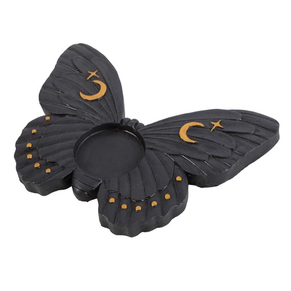 Black Moth Tealight Candle Holder: 3 - Candle Holders By Gift Moments