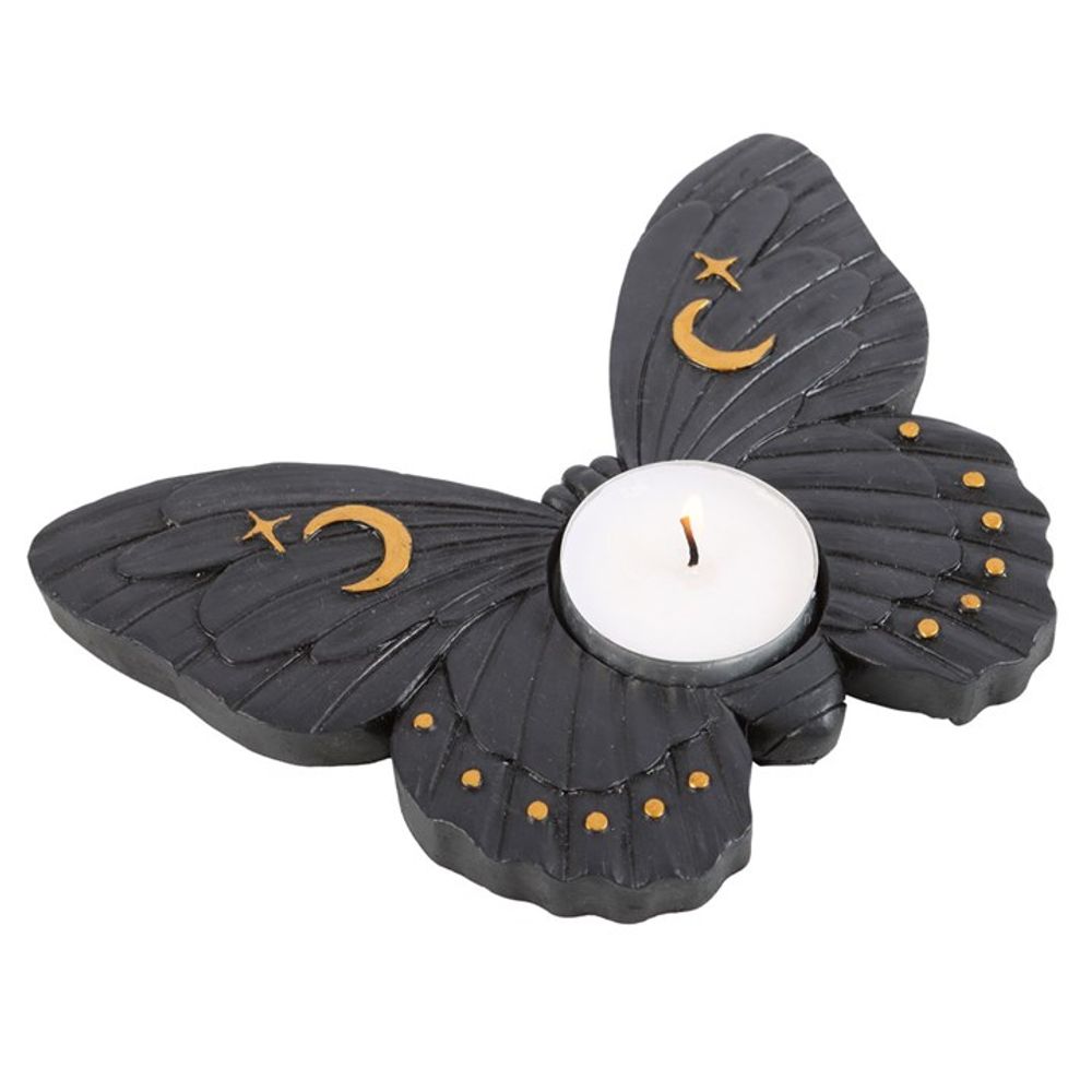 Black Moth Tealight Candle Holder: 1 - Candle Holders By Gift Moments