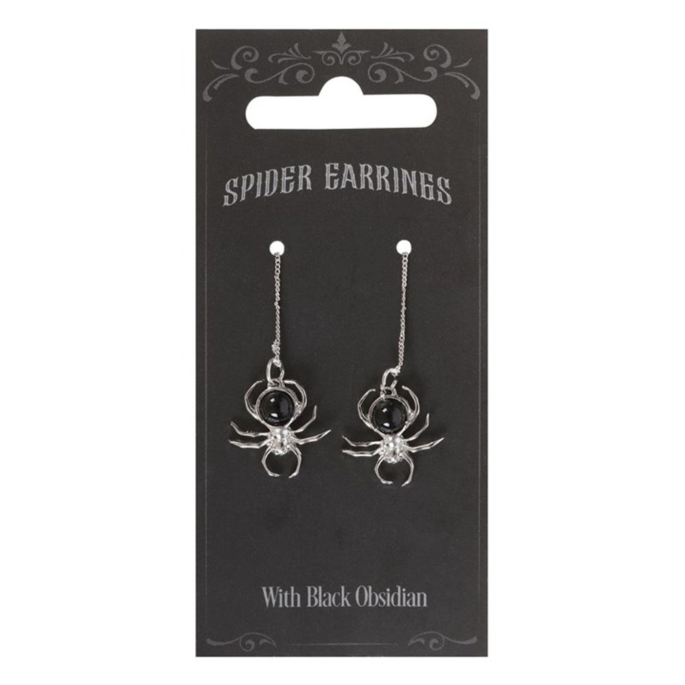 Black Obsidian Spider Threader Earrings: 2 - Jewellery By Gift Moments