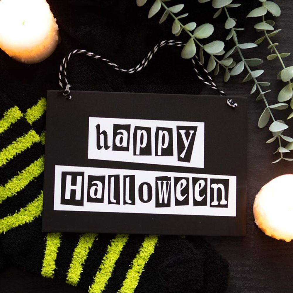 Black and White Happy Halloween Hanging Sign: 1 - Signs & Plaques By Gift Moments