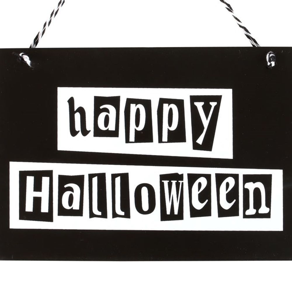 Black and White Happy Halloween Hanging Sign: 3 - Signs & Plaques By Gift Moments