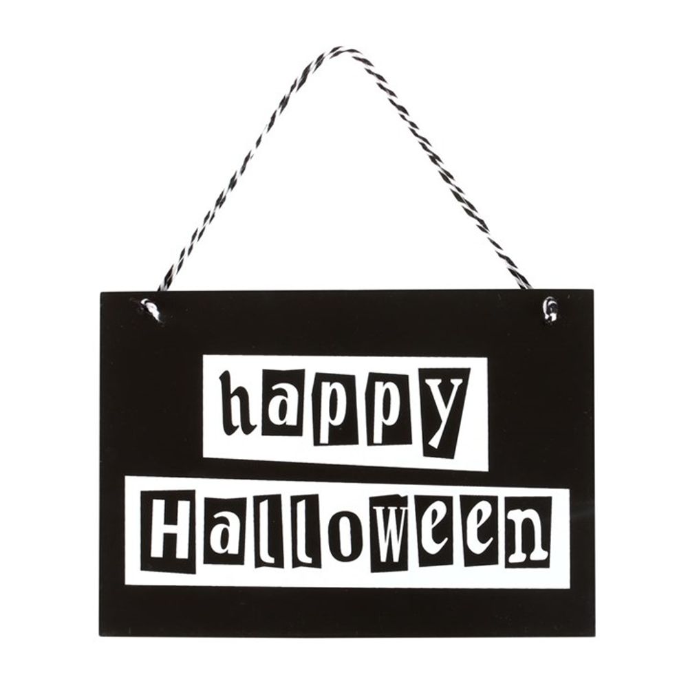 Black and White Happy Halloween Hanging Sign: 2 - Signs & Plaques By Gift Moments