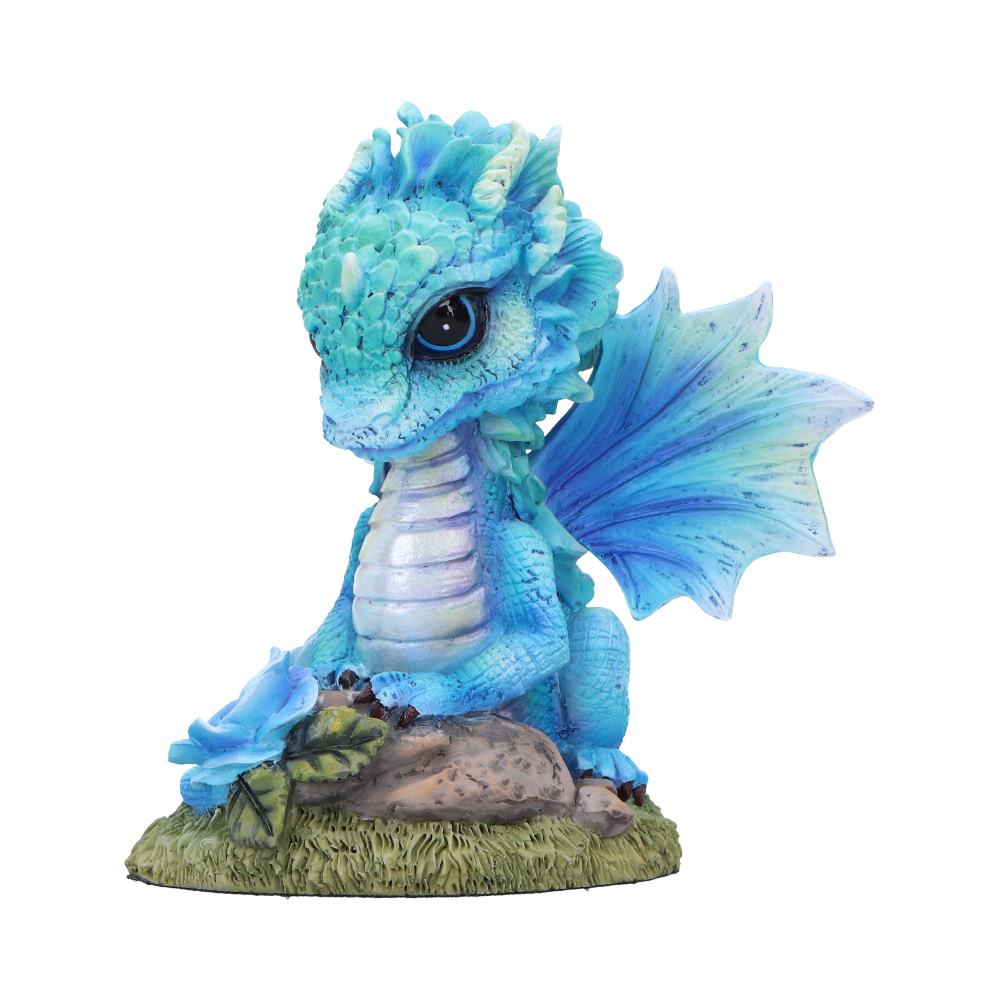 Blue Poppy Flower Dragon Figurine: 3 - Figurines Small (Under 15cm) By NN Designs