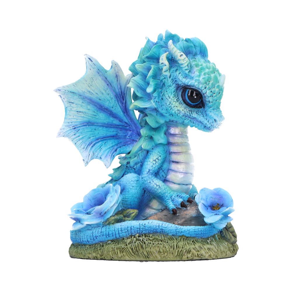 Blue Poppy Flower Dragon Figurine: 5 - Figurines Small (Under 15cm) By NN Designs