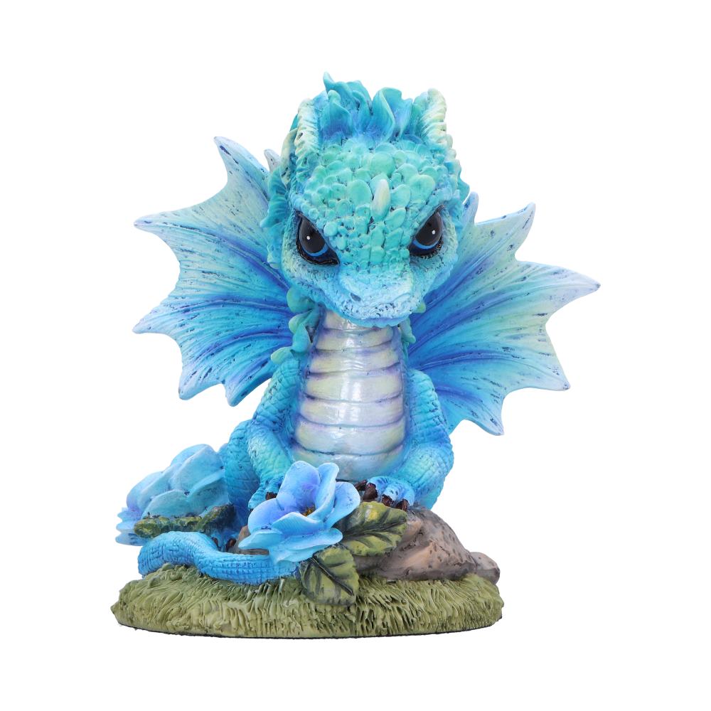Blue Poppy Flower Dragon Figurine: 2 - Figurines Small (Under 15cm) By NN Designs