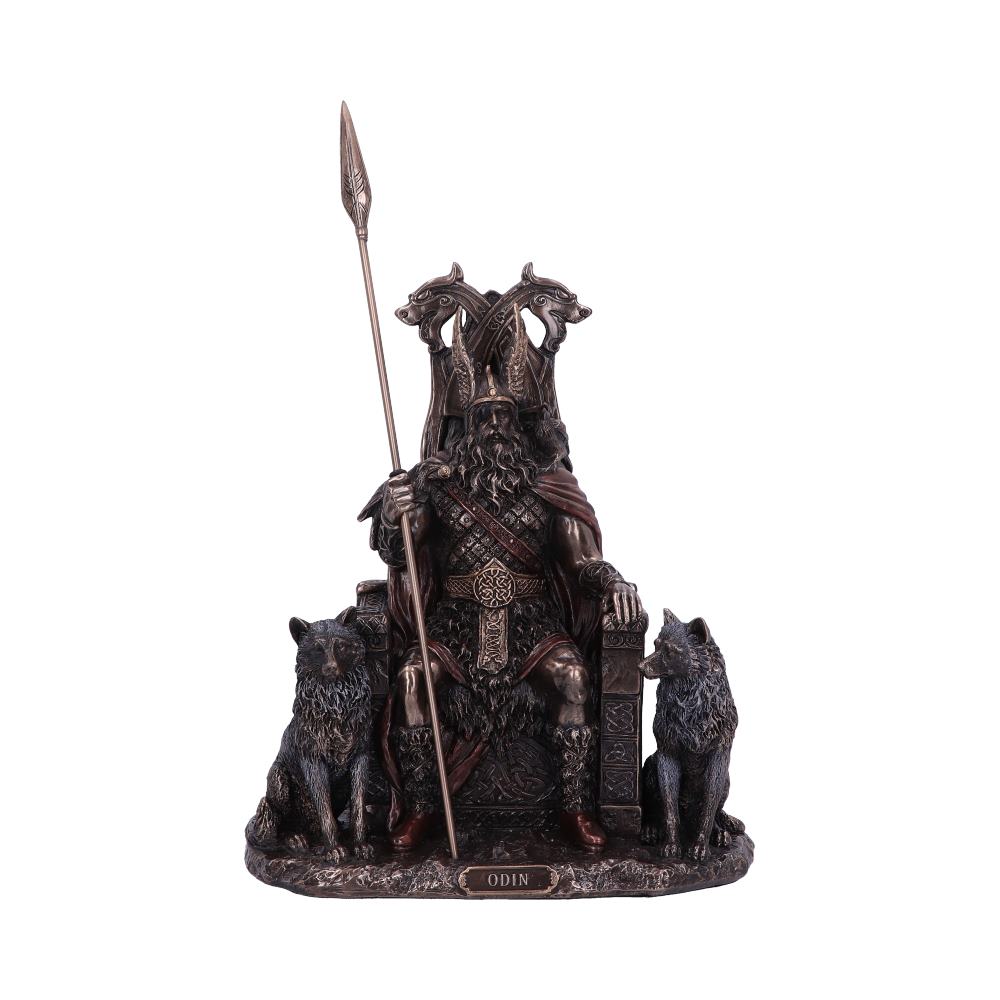 Bronze Odin All Father Wolves and Throne Figurine: 2 - Figures & Collectables By Gift Moments