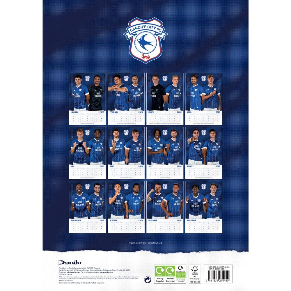 Cardiff City FC A3 Calendar 2026: 4 - Calendars By Cardiff City