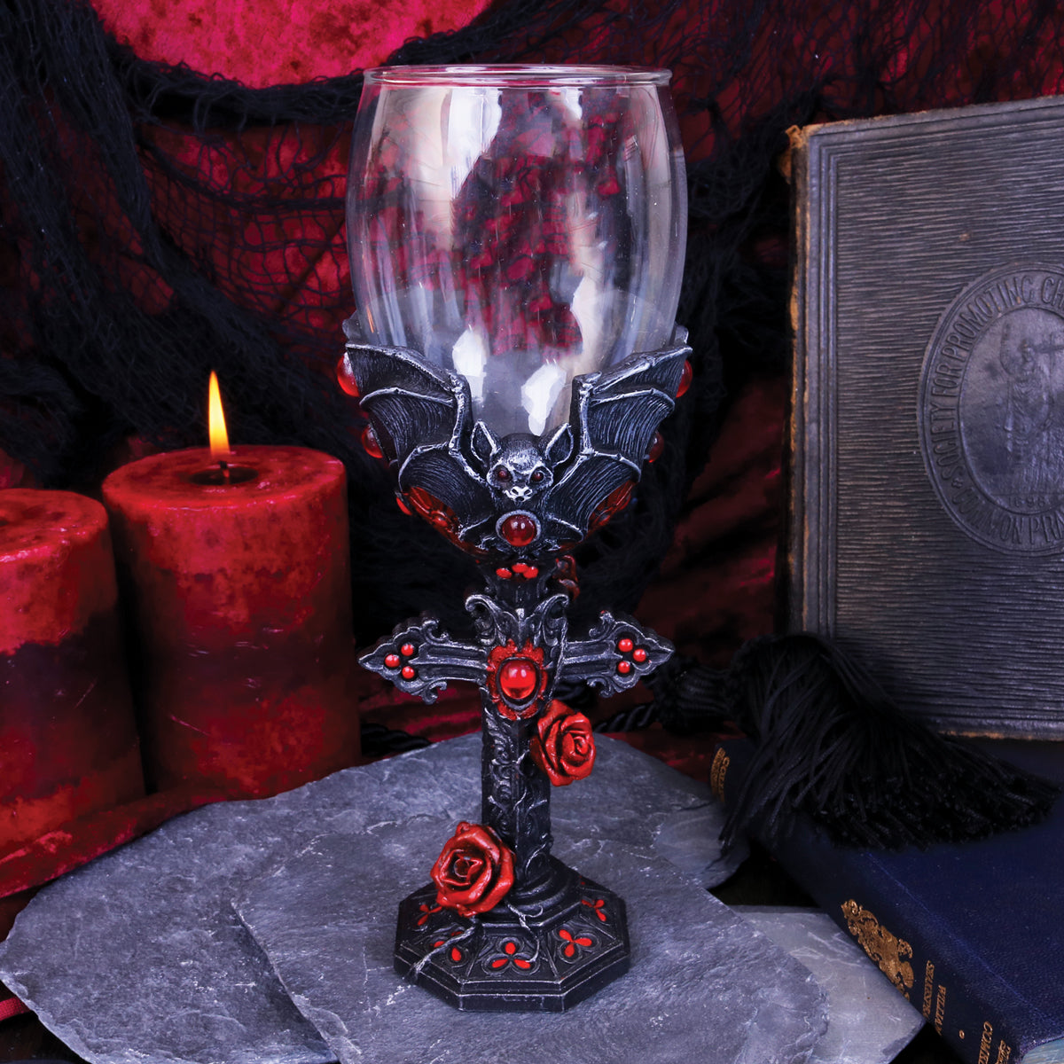 Carpe Noctem Dracula Vampire Bat Wine Glass: 1 - Goblets & Chalices By NN Designs