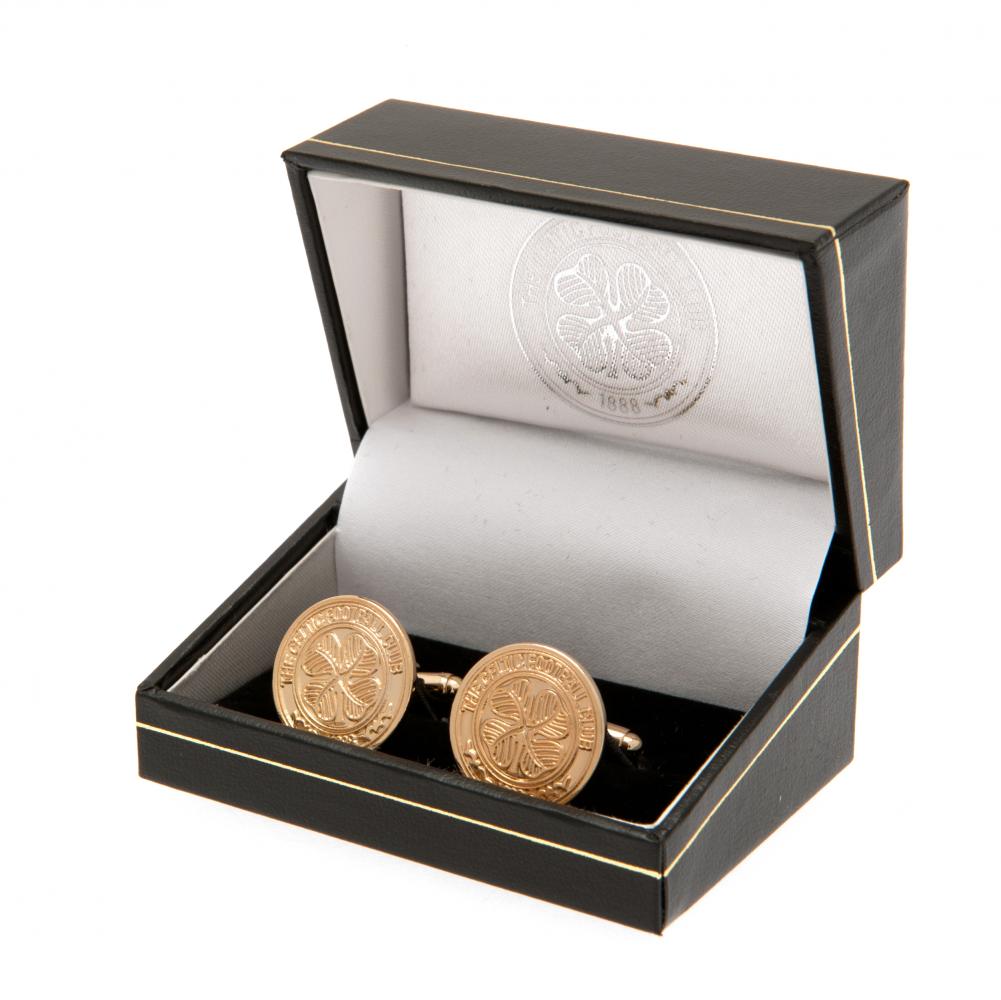 Celtic FC Gold Plated Cufflinks - Shop Cufflinks & Tie Slides At Gift Moments - 1