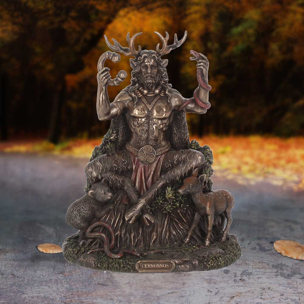 Cernunnos and Animals Horned God Bronze Figurine: 1 - Figurines Medium (15-29cm) By Gift Moments