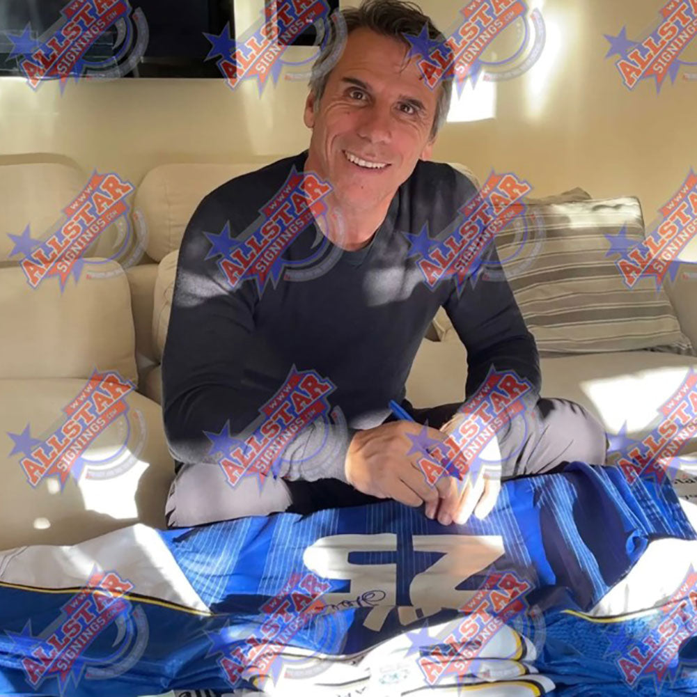 Chelsea FC 1998 Zola Signed Shirt (Framed): 2 - Signed Memorabilia By Chelsea