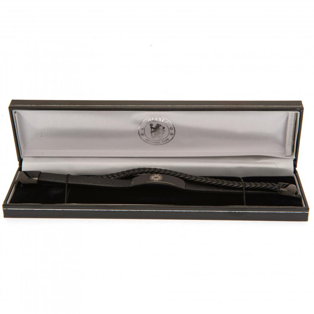 Chelsea FC Black IP Leather Bracelet - Shop Jewellery At Gift Moments - 3