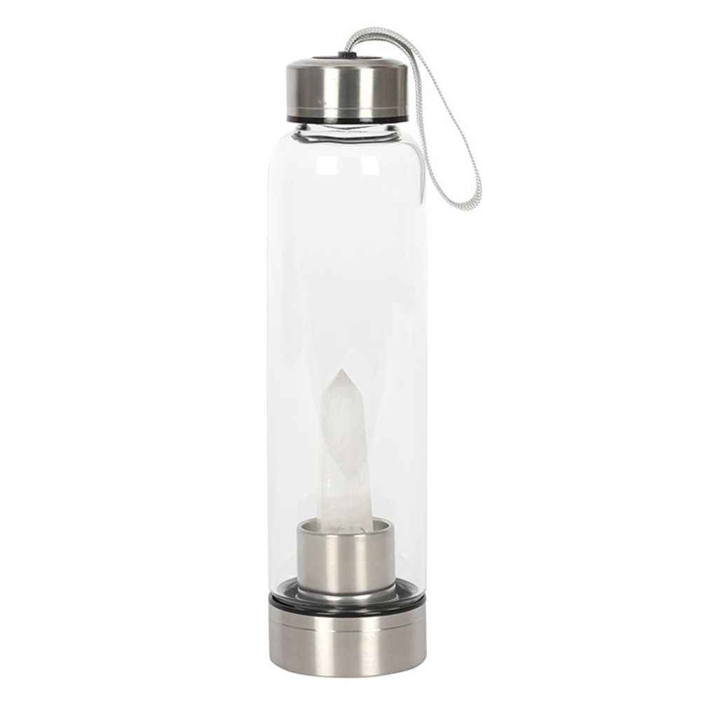 Clear Quartz Energising Glass Water Bottle: 1 - Water Bottles By Gift Moments