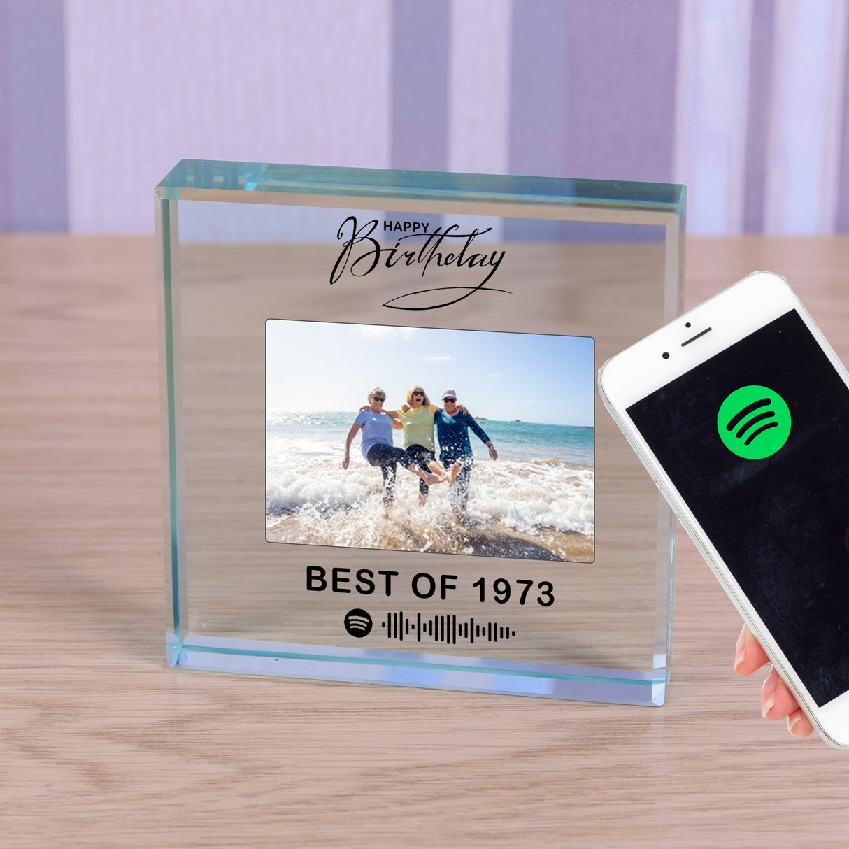 Personalised Birthday Year Spotify Playlist Glass Token