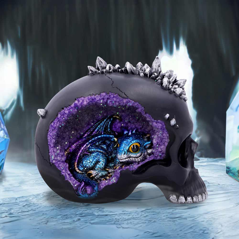Crystal Cave Small Dragon Hiding within a Crystal Skull: 1 - Figures & Collectables By Gift Moments