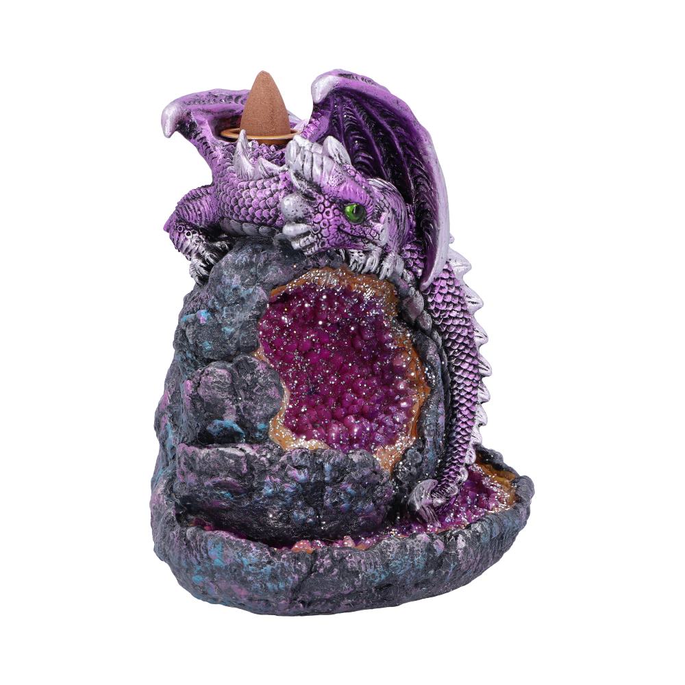 Crystalline Protector Purple Dragon Geode Backflow Incense Burner: 5 - Incense Holders By Gift Moments