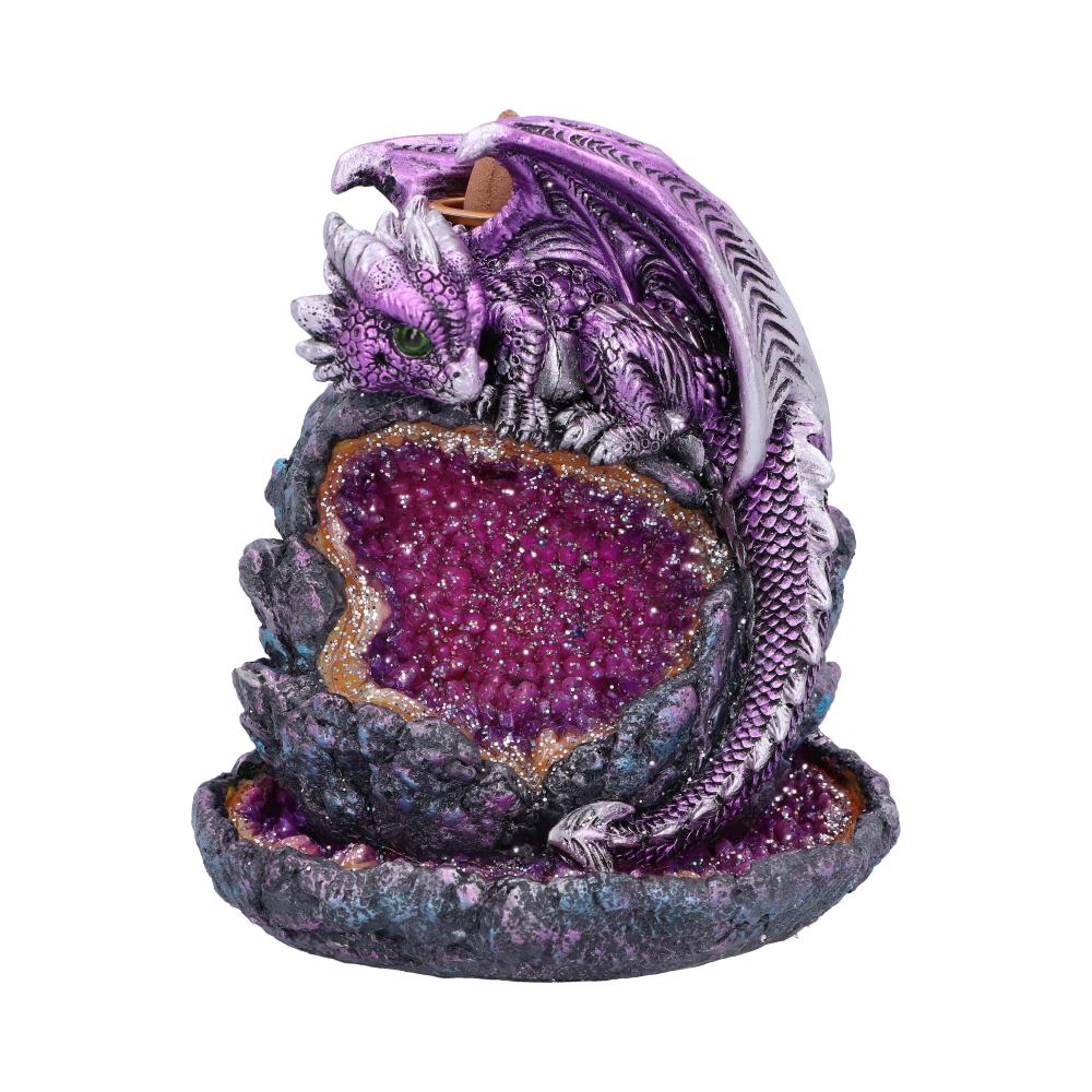 Crystalline Protector Purple Dragon Geode Backflow Incense Burner: 2 - Incense Holders By Gift Moments