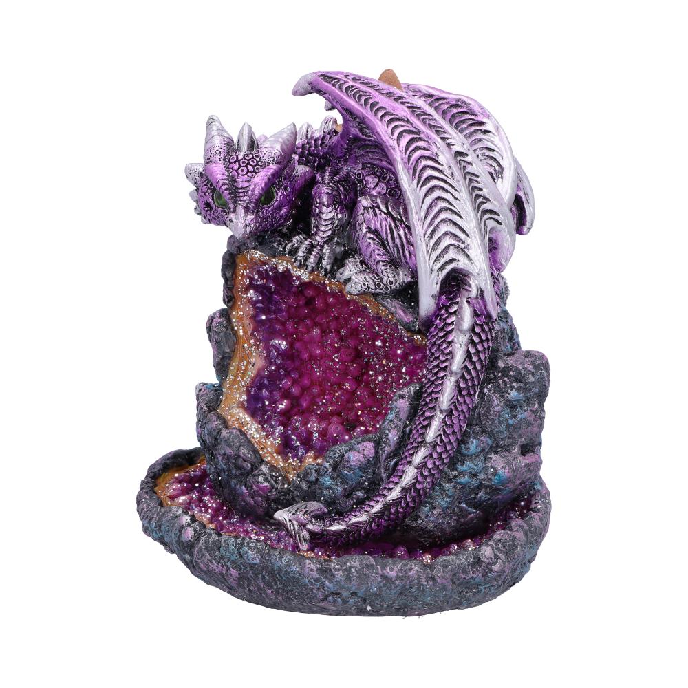 Crystalline Protector Purple Dragon Geode Backflow Incense Burner: 3 - Incense Holders By Gift Moments