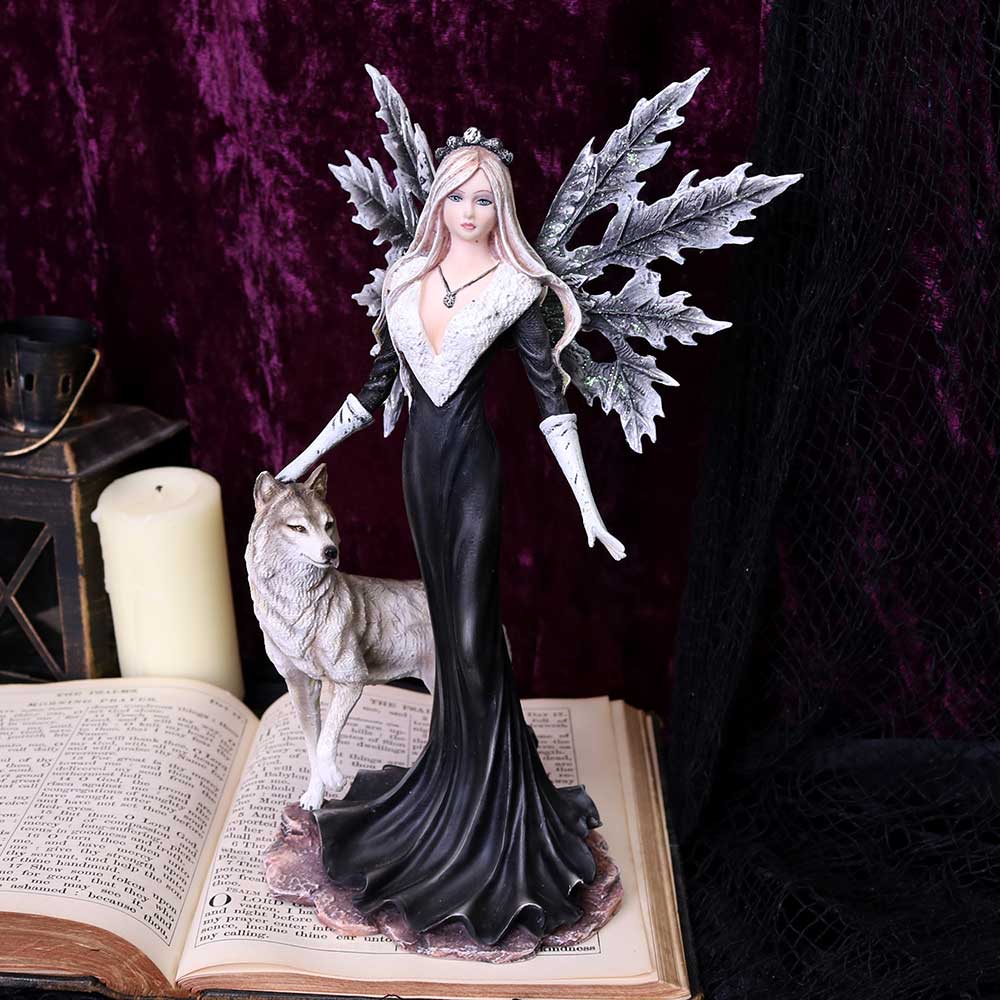 Dark Aura Fairy With Her Grey Wolf Companion 24cm - Shop Figures & Collectables At Gift Moments - 1