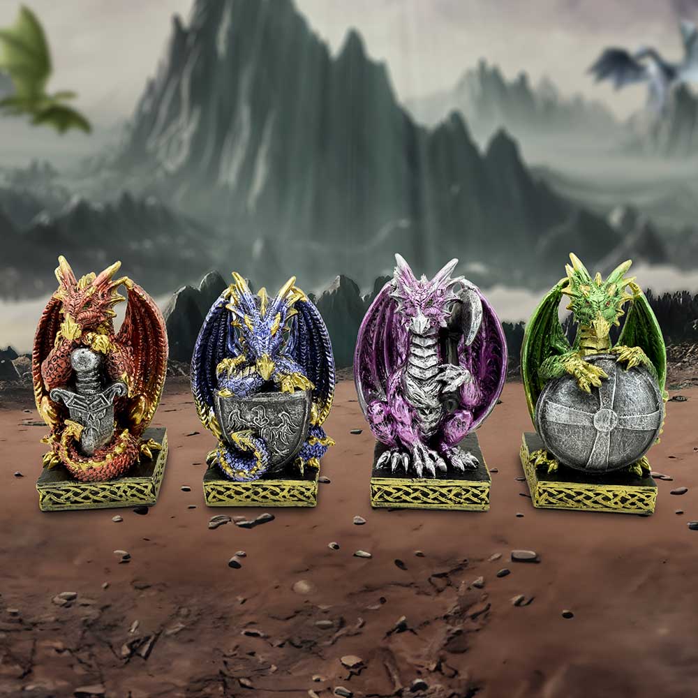 Defend the Hoard Dragon Protector Figurines (Set of 4) 10cm: 1 - Figures & Collectables By Gift Moments