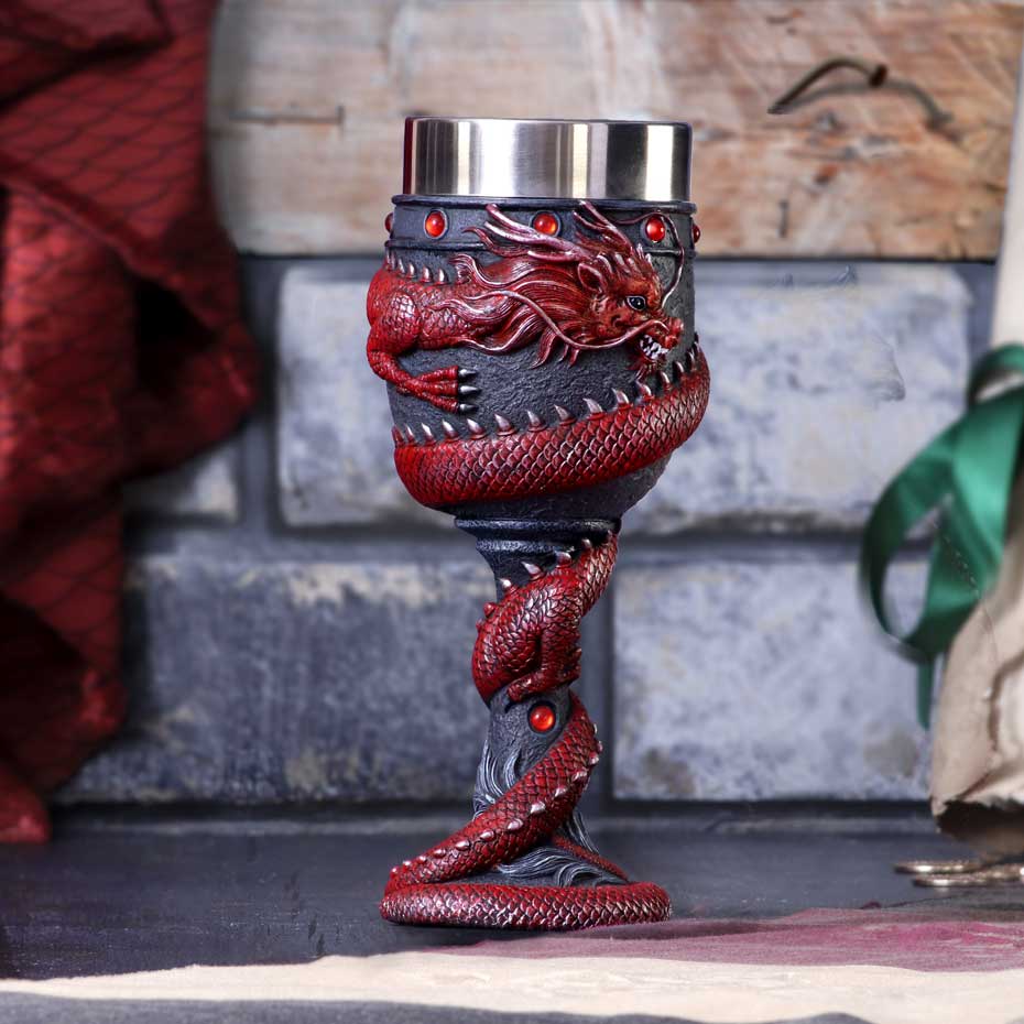 Dragon Coil Goblet Red 20cm: 1 - Goblets & Chalices By NN Designs