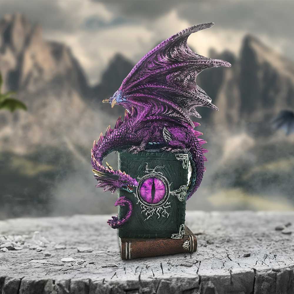 Dragon Fable Purple Dragon on Book Figurine 24cm: 1 - Figures & Collectables By Gift Moments