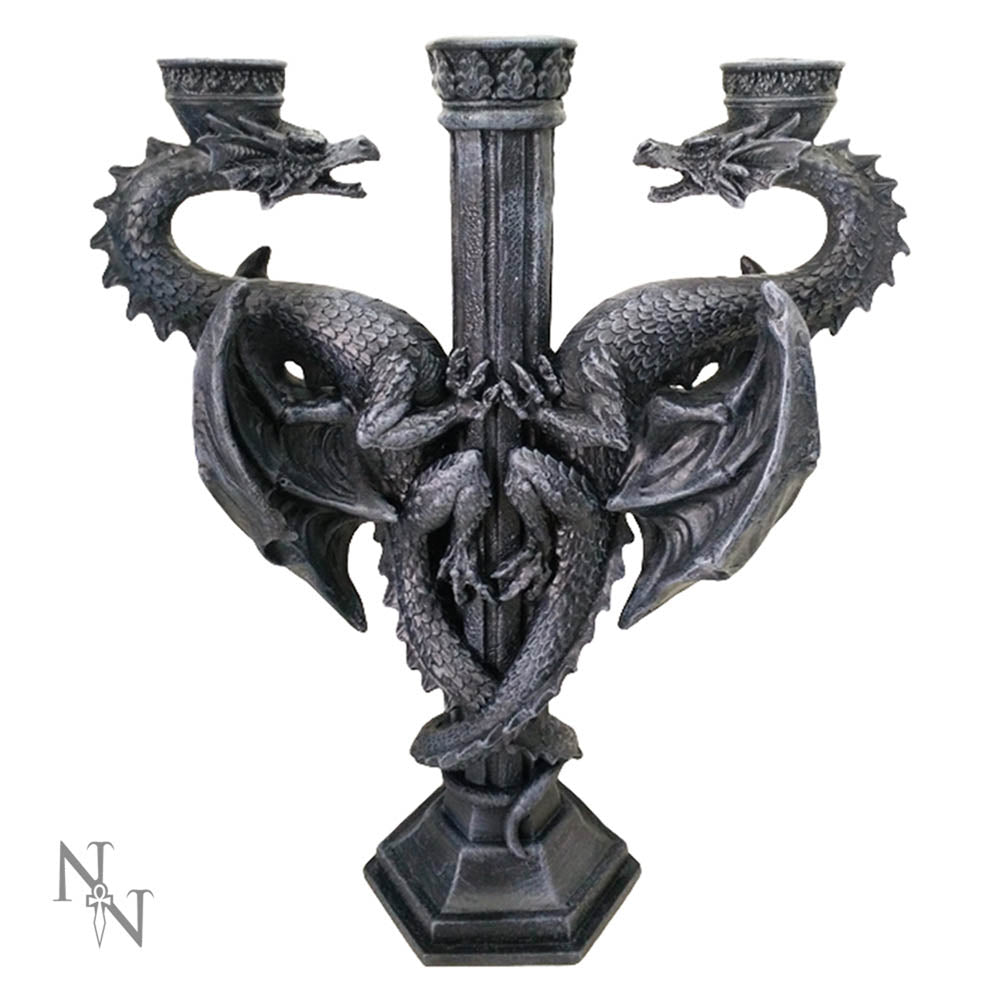 Dragon’s Altar Candelabra Black Gothic Triple Candle Holder: 2 - Candles & Holders By Gift Moments