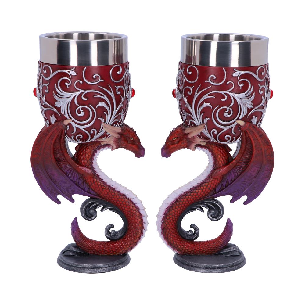 Dragons Devotion Twin Dragon Heart Set of Two Goblets: 2 - Goblets & Chalices By NN Designs